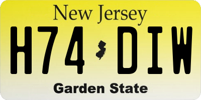 NJ license plate H74DIW