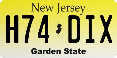 NJ license plate H74DIX