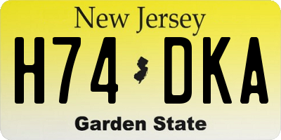NJ license plate H74DKA