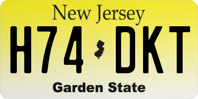 NJ license plate H74DKT
