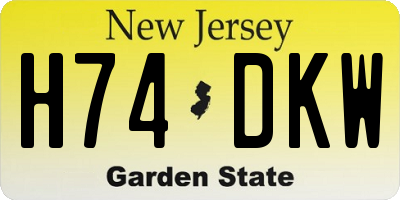 NJ license plate H74DKW