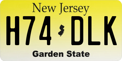 NJ license plate H74DLK