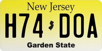 NJ license plate H74DOA