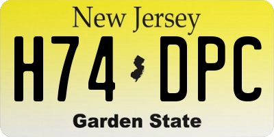 NJ license plate H74DPC