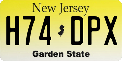 NJ license plate H74DPX
