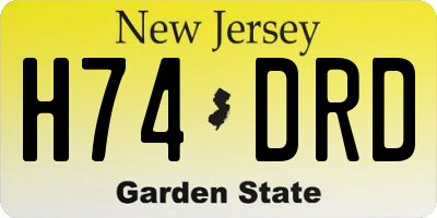 NJ license plate H74DRD