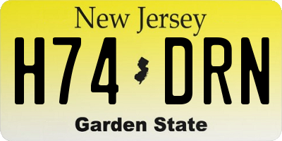 NJ license plate H74DRN
