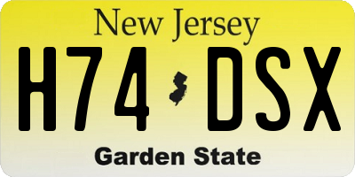 NJ license plate H74DSX