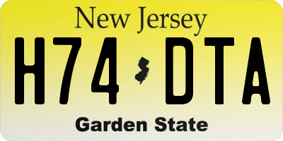 NJ license plate H74DTA