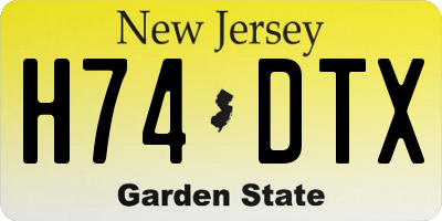 NJ license plate H74DTX