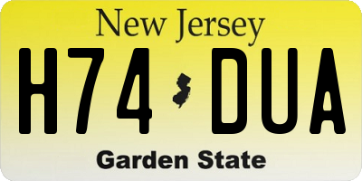 NJ license plate H74DUA