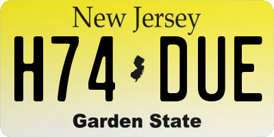 NJ license plate H74DUE