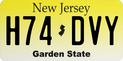 NJ license plate H74DVY