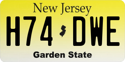 NJ license plate H74DWE