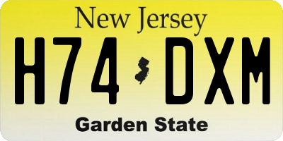 NJ license plate H74DXM