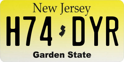 NJ license plate H74DYR