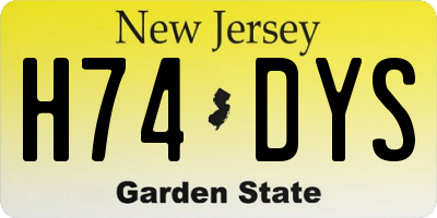 NJ license plate H74DYS