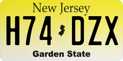 NJ license plate H74DZX