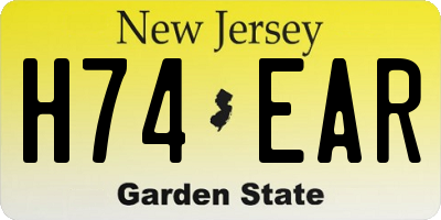 NJ license plate H74EAR