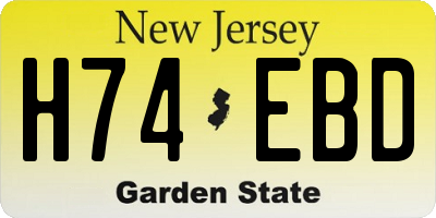 NJ license plate H74EBD