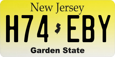 NJ license plate H74EBY