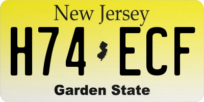NJ license plate H74ECF