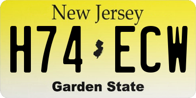 NJ license plate H74ECW