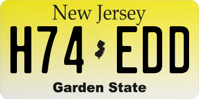 NJ license plate H74EDD
