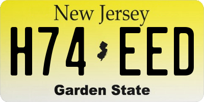 NJ license plate H74EED