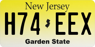 NJ license plate H74EEX