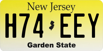NJ license plate H74EEY