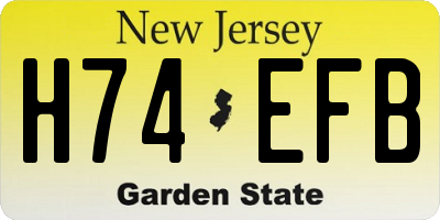 NJ license plate H74EFB