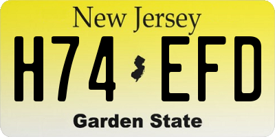 NJ license plate H74EFD