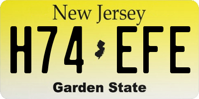 NJ license plate H74EFE