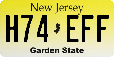 NJ license plate H74EFF