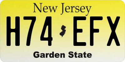 NJ license plate H74EFX