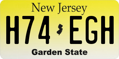 NJ license plate H74EGH
