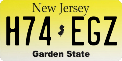 NJ license plate H74EGZ