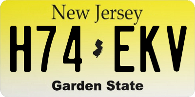 NJ license plate H74EKV
