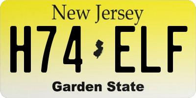 NJ license plate H74ELF