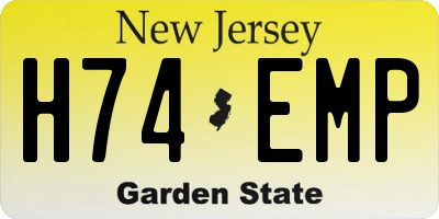 NJ license plate H74EMP