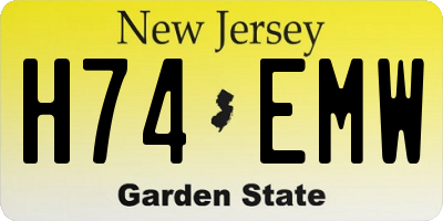 NJ license plate H74EMW