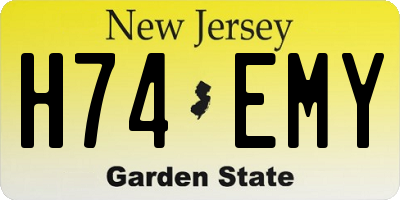 NJ license plate H74EMY