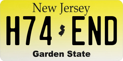 NJ license plate H74END
