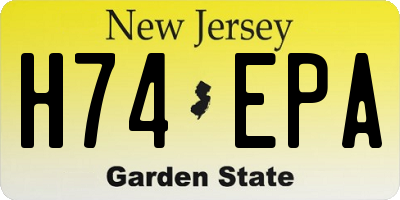 NJ license plate H74EPA