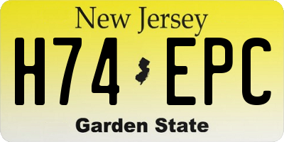 NJ license plate H74EPC