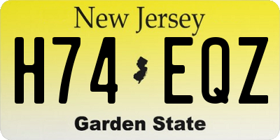 NJ license plate H74EQZ