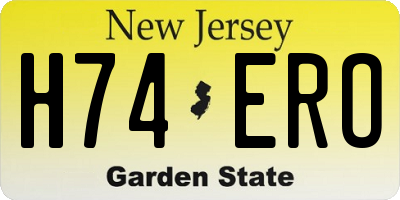 NJ license plate H74ERO