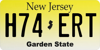 NJ license plate H74ERT