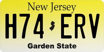NJ license plate H74ERV